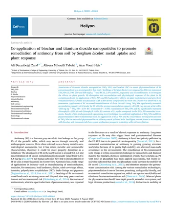 Más sobre Co-aplicación de Biochar y Nanopartículas de Dióxido de Titanio para Promover la Remediación de Suelos Contaminados con Antimonio