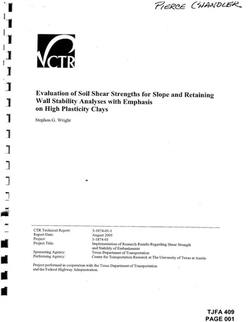 Más sobre Evaluación de las Resistencias al Corte del Suelo para Análisis de Estabilidad de Taludes y Muros de Contención con Énfasis.