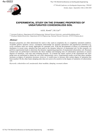 Más sobre Estudio Experimental sobre las Propiedades Dinámicas de Suelos No Cohesivos No Saturados.