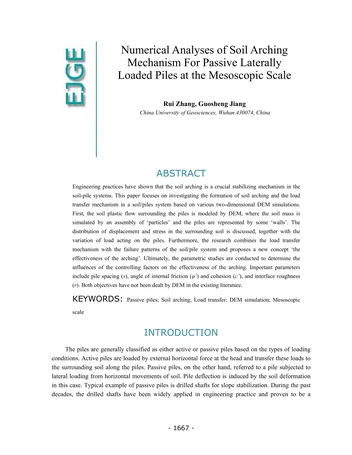 Más sobre Análisis Numéricos del Mecanismo de Arqueo del Suelo para Pilotes Pasivos Cargados Lateralmente a Nivel Mesoscópico