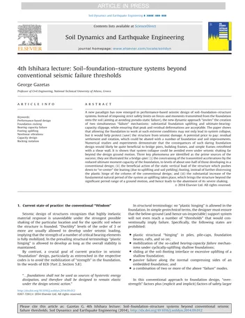 Más sobre 4ª Conferencia Ishihara: Sistemas Suelo–Cimentación–Estructura Más Allá de lo Convencional