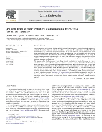 Más sobre Diseño Empírico de Protecciones contra la Erosión Alrededor de Fundaciones de Monopilotes Parte 1: Enfoque Estático.