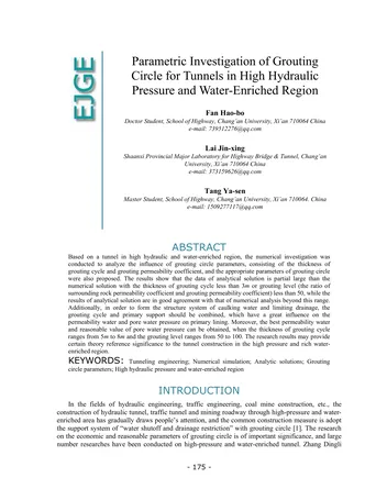 Más sobre Investigación Paramétrica del Círculo de Inyección para Túneles en Alta Presión Hidráulica.