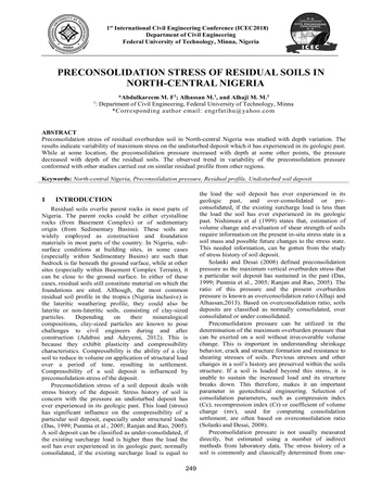 Más sobre Presión de Preconsolidación de Suelos Residuales en el Centro-Norte de Nigeria