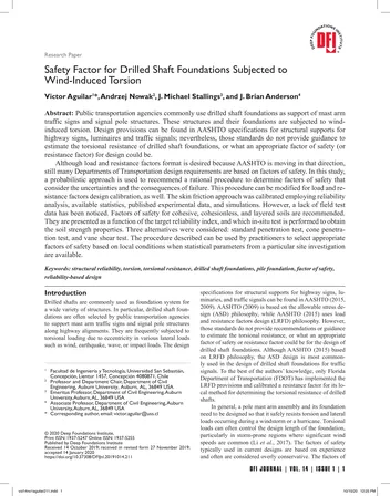 Más sobre Factor de Seguridad para Fundaciones de Pilas Perforadas Sujetas a Torsión Inducida por el Viento
