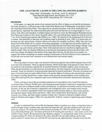 Más sobre Análisis del Suelo de una Pendiente en los Pine Barrens de Long Island