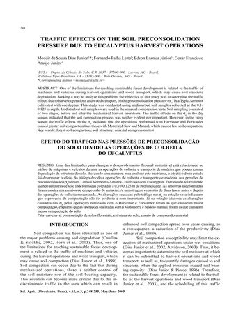 Más sobre Efectos del Tráfico en la Presión de Preconsolidación del Suelo debido a Eucalipto