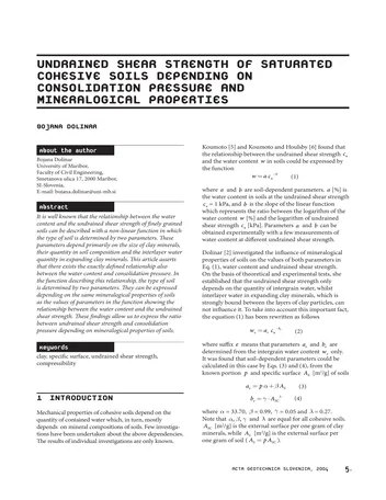 Más sobre Resistencia al Corte no Drenada de Suelos Cohesivos Saturados Dependiendo de la Presión de Consolidación