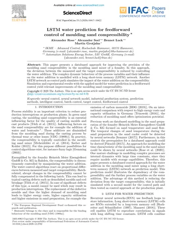 Más sobre Predicción del Agua para el Control Feedforward de la Compresibilidad de la Arena de Moldeo.